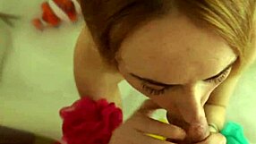 milf invites to bathroom, sucks big cock