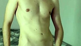 Intense solo masturbation in bedroom leads to huge cum on webcam with face shown