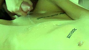 Young 18+ Girl Gets Cum On Belly And Small Tits After Blowjob