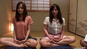 Can Two Japanese Teens Handle a Tricky Foursome with Old Guys?