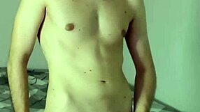 Intense solo masturbation in bedroom leads to huge cum on webcam with face shown