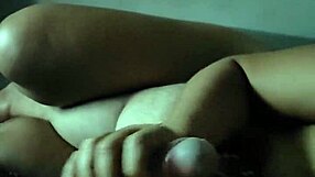 stepmom watches cartoon while jerking stepson, husband away, stepsister teases him to cum