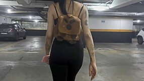 Tattooed Babe Rides Ass in Apartment Balcony Show