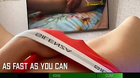 hey guys, check this babe trying hard not to cum in a wild challenge