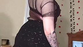 curvy tattooed slut dances naked, masturbates to orgasm