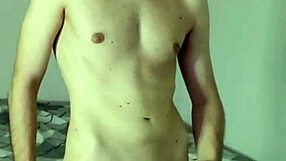 Intense solo masturbation in bedroom leads to huge cum on webcam with face shown