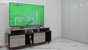 Mike and friends invite Akilles and Breiny Zoe for football, but they fuck her with double anal and DP