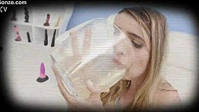 Blonde Alba Lala Laps Piss In Rough Garage Gangbang