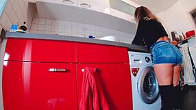 dare to bare short jeans hot pants edition with fat curvy ass in panties thong nude