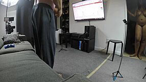 Missy Maverick teases solo before gagging on cock in ebony POV foot action