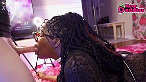 Ebony Whore Screams During Interracial Blowjob With White Daddy