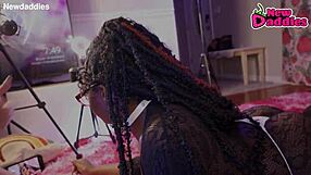 Ebony Whore Screams During Interracial Blowjob With White Daddy