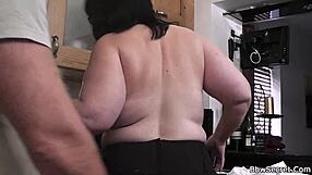Wife Caught Him Cheating With Fat Bitch In Kitchen. Chubby Brunette Bent Over For Hard Action!