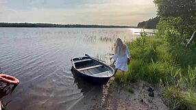 Hot Blonde In Fishnets Risks Outdoor Blowjob And More