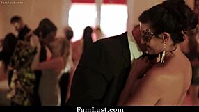 Horny step family indulges in masquerade orgy with taboo riding