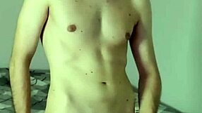 Intense solo masturbation in bedroom leads to huge cum on webcam with face shown