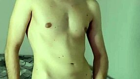 Intense solo masturbation in bedroom leads to huge cum on webcam with face shown