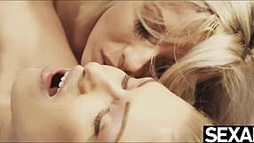 Blonde lesbians devour hairy pussies for wild orgasms in steamy session.