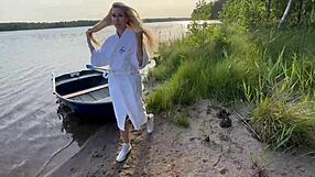 Hot Blonde In Fishnets Risks Outdoor Blowjob And More