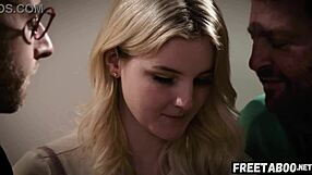 freaky neighbors take advantage of free use teen eliza eves by fucking her in threesome