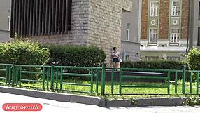 jeny smith flashing her ass in outdoor upskirt voyeur