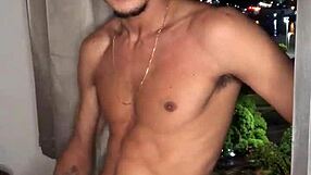 naughty boy jerks off at building window