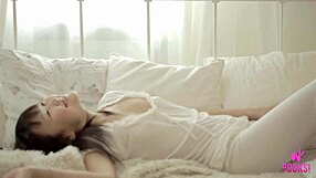 Her nipples ache as she fingers to orgasm