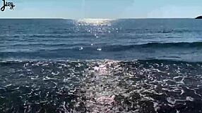 horny babe larajuicy double squirts on beach as joggers pass by