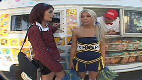 black haired beauty enjoys an outdoor ride with her partner