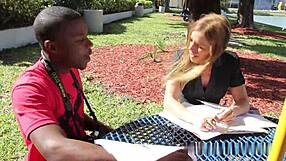 College professor sucking black dick in interracial cumshot