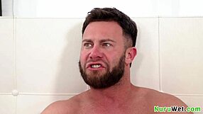 Two sexy naughty girls share dick in nuru massage threesome with seth gamble