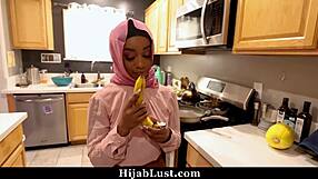 Hijab babe fucks American guy breaking no nut rule