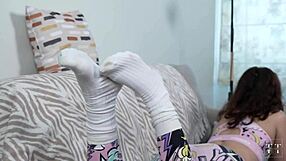 Experiencing the best foot job with cum on beautiful feet