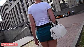 jeny smith flashing her ass in outdoor upskirt voyeur