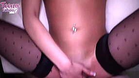 busty xxlayna marie in stockings has a quick chat with stepdad seth on the bed.