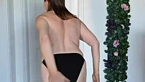 Granny MariaOlds dances in lilac and teases shaved pussy