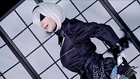 ksu colt dominates hardcore cosplay as hinata 2b nier automata succubus