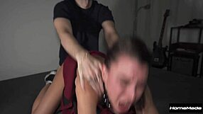 She’s leashed up, bent over, and slammed hard like a toy in rough play