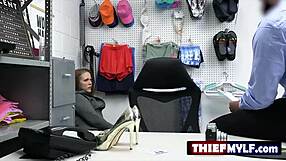 Sexy milf thief Carmen Valentina gets interrogated by security guard