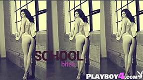 Big tits milf Morgan Hovanek strips in sexy lingerie to show perfect body