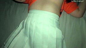 Fat Thai employee with big tits bent over. Tight shaved pussy creampie fucking milf.