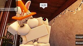 Slutty traffic cone receives blowjob and domination from horny participants