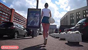 jeny smith flashing her ass in outdoor upskirt voyeur