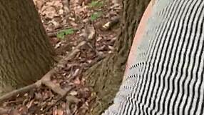 She begged for dick in the forest while moaning and gagging.