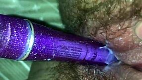 BBW fucks her hairy pussy with vibrator