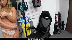 shoplifter teen had no choice but to take it from pervcop, bent over in the shop