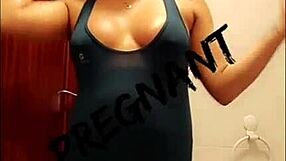 Hot spanish pregnant woman gets horny at home!