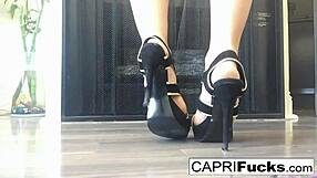 Capri says, 'Look at my big tits and ass in high heels while I masturbate'