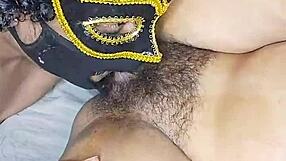 Licking hot Indian bhabhi's hairy wet pussy in homemade clip