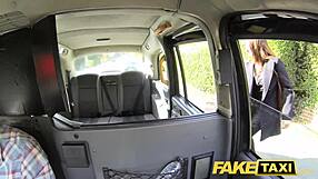 Driver says, 'Get in the taxi for a big facial cumshot, brunette.'